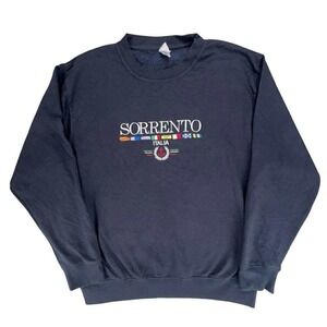 Y2K Sorrenti Italy Sweatshirt Navy Blue Embroidered Flags Anchor Crew Neck Large
